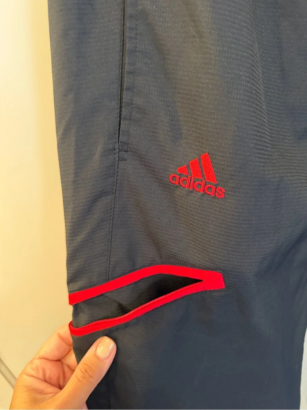 adidas Black Joggers with Red Trim